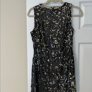 Lauren Ralph Lauren Black Sequin Sleeveless Midi Dress